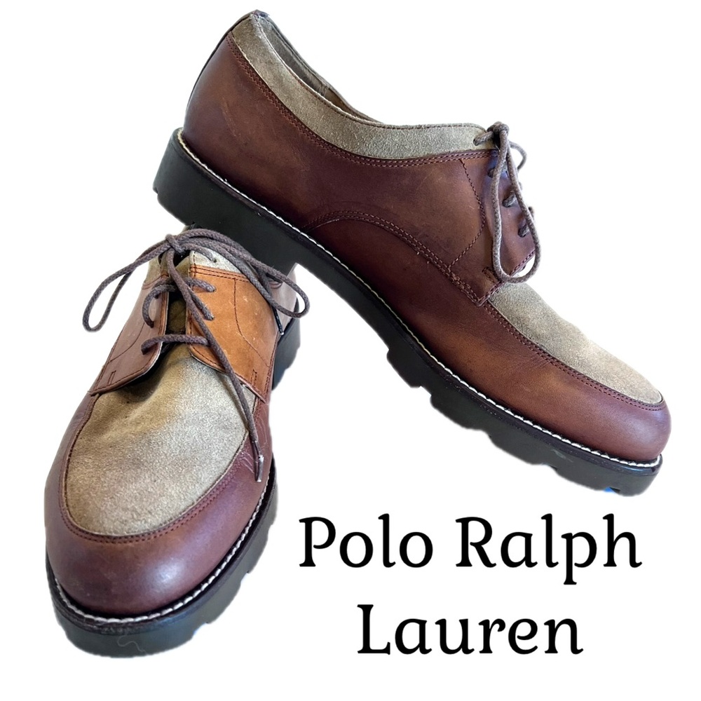 Polo Ralph Lauren Vintage Men's Brown and Tan Oxfords Sz 10 1/2
